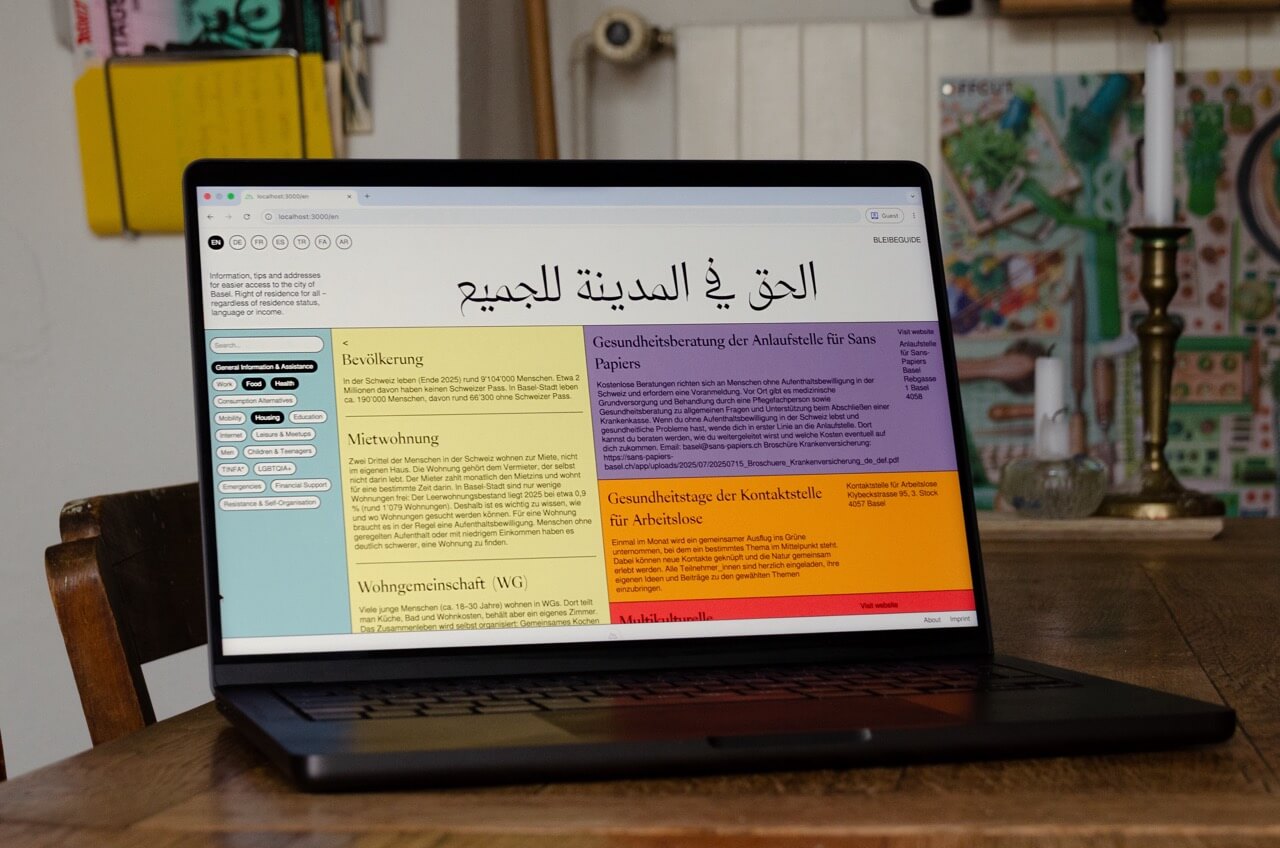 Interim state of the reworked Bleibeguide website.