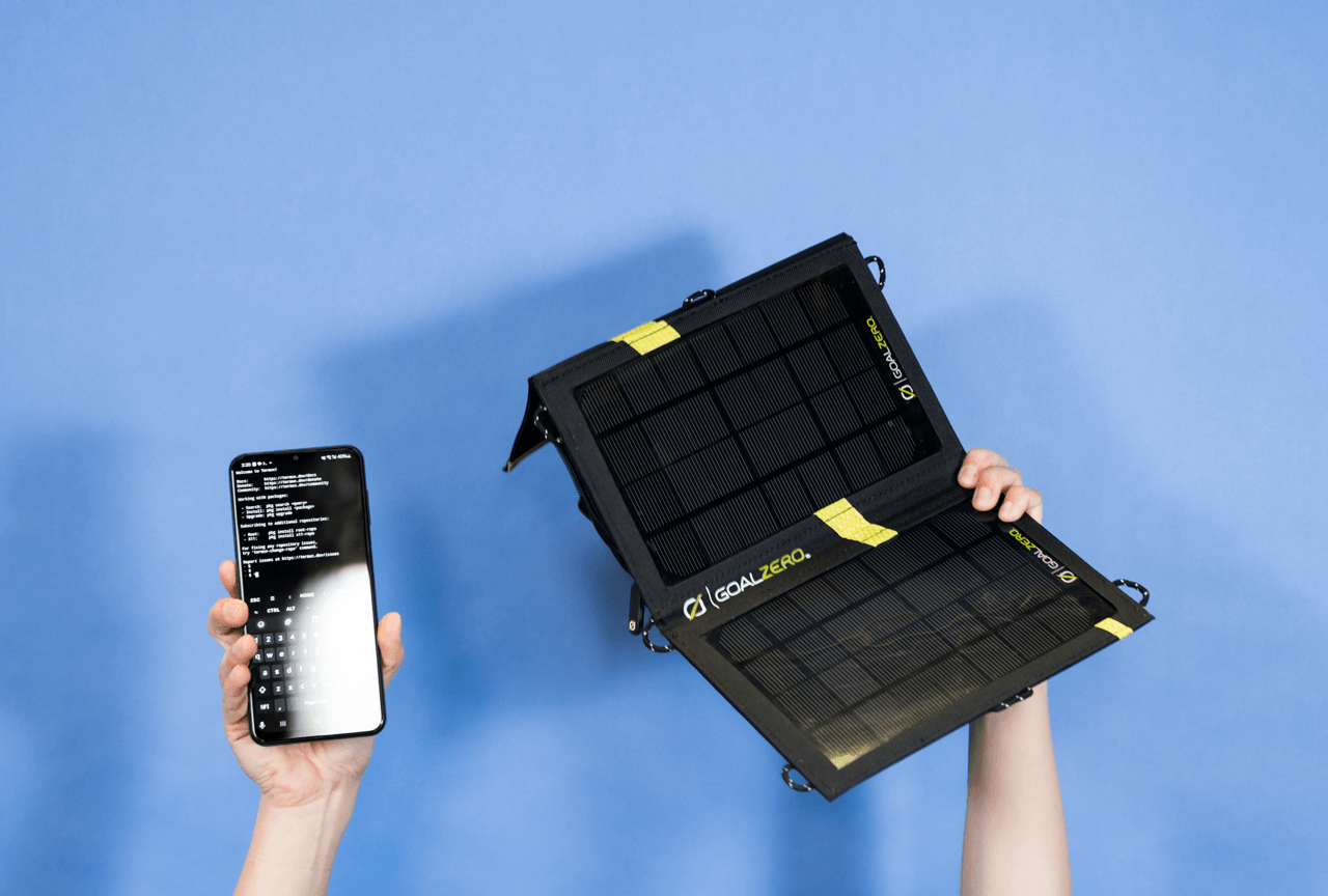 Studio photography of the solar phone server.